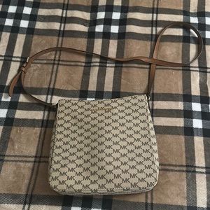 Michael Kors cross body- tan with brown letters
